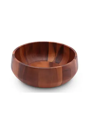 Acacia Wood Serving Bowl for Fruits or Salads Modern Round Shape Style Large Wooden Single Bowl Same Day Shipping