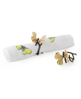 Instant Buy Butterfly Ginkgo Napkin Ring Set, Set of 4