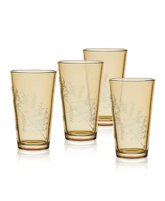 Wildflower 16-oz Highball Glasses 4-Piece Set Worldwide Shipping