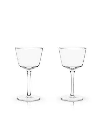 Genuine Raye Angled Crystal Nick & Nora Glasses Set of 2, 6 Oz