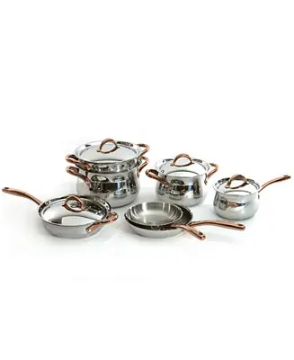 Ouro Gold 11Pc 18/10 Stainless Steel Cookware Set, SS Lids, Rose Gold Handles Hot Picks