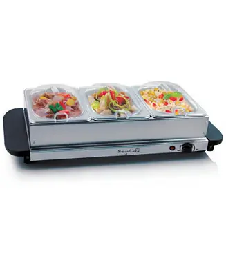 Buffet Server & Food Warmer With 3 Removable Sectional Trays , Heated Warming Tray and Removable Tray Frame Buy Online