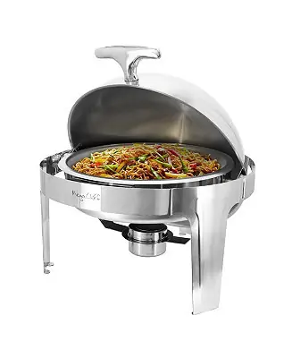 6.3 Quart Round Stainless Steel Dome Roll Top Professional Chafing Dish/Food Warmer/Buffet Server Serving Dish Fast Shipping