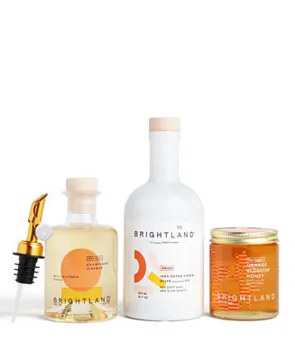 Hassle-Free Returns Extra Virgin Olive Oil, Vinegar, and Orange Blossom Honey Gift Set, 4 Piece