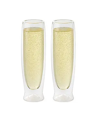 While Supplies Last Set of 2, 6oz Double Wall Insulated Champagne Flutes