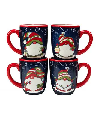 Hot Deal Holiday Magic Gnomes 4 Piece Mug Set