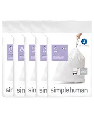 Code J 100pk Custom Fit Liners with 5 Quick Dispense Packs, 30-45L Kitchen Trash Bag Liners Holiday Sale