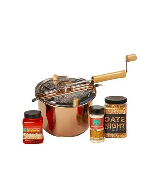 Date Night Copper Plated Whirley Pop Popcorn Set, 4 Pieces Hot Picks