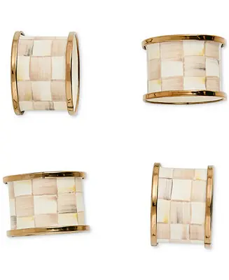 Mocha Check Napkin Rings, Set of 4 Seasonal Sale