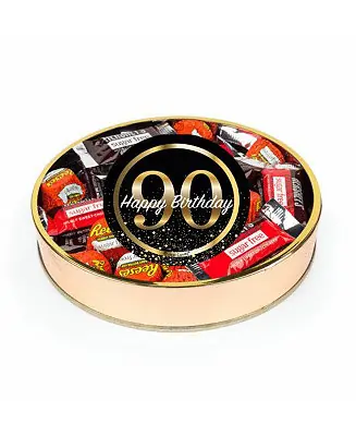 90th Birthday Sugar Free Candy Gift Tin Large Plastic Tin with Sticker and Hershey's Chocolate & Reese's Mix, 9 Ounces Mega Sale