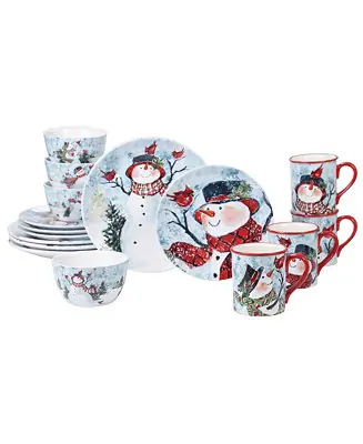 Watercolor Snowman 16pc Dinnerware Set Trending