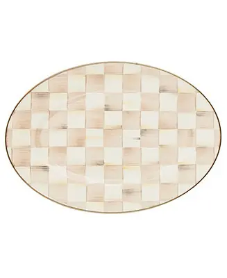 Mocha Check Small Oval Platter Final Sale