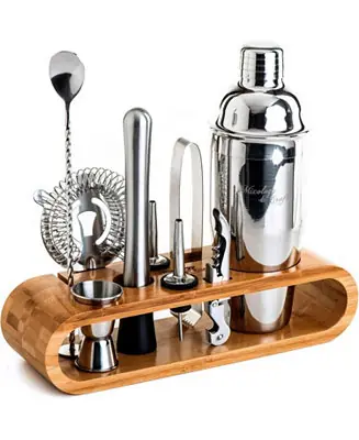 Professional Grade Bartender Kit 10-Piece Bar Tool Set with Bamboo Stand