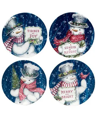 Buy Today Snowman Greetings Dessert Plates, Set of 4