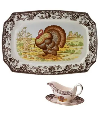 Woodland Turkey Sauce Boat & Platter Affordable