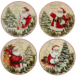Holiday Wishes 4-Pc. Dessert Plate asst. In Demand