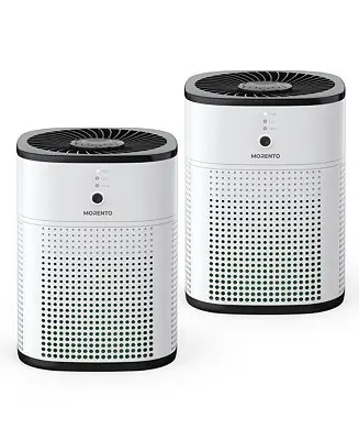 Crafted 2-Pack Air Purifiers, H13 HEPA, 24dB Sleep Mode, Quiet Cleaner for Bedroom/Home, White & Black – Pet-Friendly