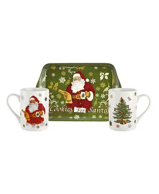 Christmas Tree Cookies for Santa Mug and Tray Set Brand New