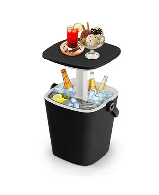 Best Seller 3-in-1 Portable Cooler Bar Table with Bottle Opener and Lift Top Lid for Camping Poolside-Black