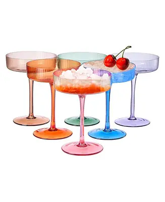 Vintage Ribbed Art Deco Coupe Glasses, Set of 6 While Supplies Last