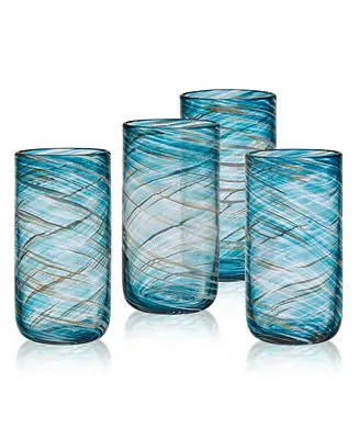 Worldwide Shipping Color Swirl Highball Glasses, Set of 4