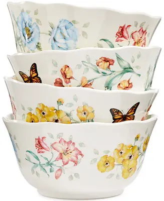 Fresh Stock Butterfly Meadow Melamine All Purpose Bowls, Set of 4