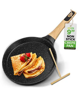 Black Marble Nonstick 17.3 Inch Crepe Pan with Wooden Spreader Secure Checkout