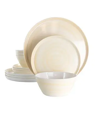 Cold Cream Melamine 12 Pc. Dinnerware Set, Service for 4 Fresh Stock