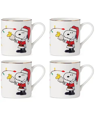 Snoopy & Woodstock Christmas Mugs, Set of 4 Money Back Guarantee