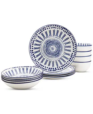 Genuine Blue Mykonos 12 Pc. Dinnerware Set, Service for 4