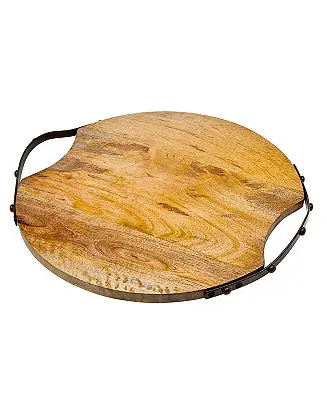 Limited Time Round Wood Handeled Tray Large