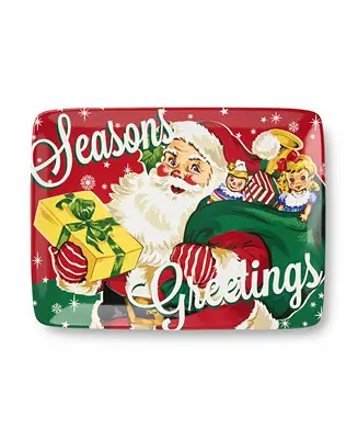 Santa's Retro Christmas Rectangular Platter Bargain