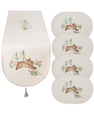 Free Delivery Spring Bunny Embellished Cotton Table Runner and Placemats Set