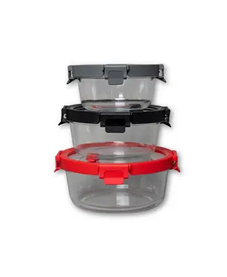 3 Pc Containers Round Glass Container with Lid and Vent Set, Microwavable, Food container, Bisphenol A (BPA) Free Choice Best Price