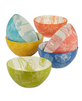 Botanical Set of 6 All Purpose Bowls, 6.25" 6 Asst Sale
