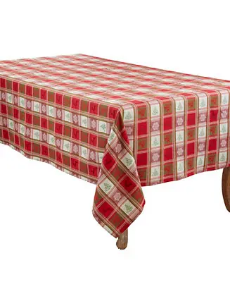 Plaid Jacquard Christmas Tablecloth, 63" x 102" Bulk Order