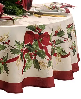 Winter Bows and Garland Tablecloth, 60" x 84" Oval Don’t Miss Out
