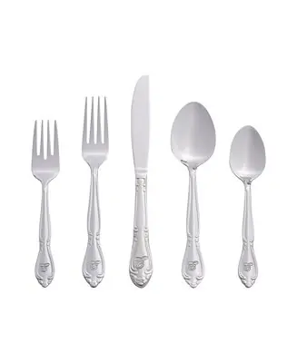 Warranty Included Riverridge Rose 46 Piece Monogrammed Flatware Set - E, Service for 8