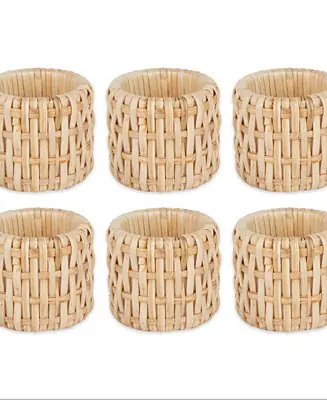 Price Drop Rattan Napkin Ring, Set of 6