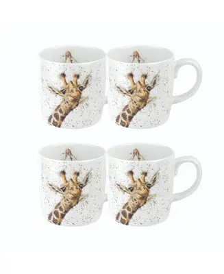 Clearance Royal Worcester Wrendale Lofty Giraffe Mugs, Set of 4