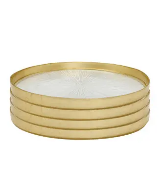 11" Crystal Glass Dinner Plates with Gold Border 4 Piece Set, Service for 4 Flash Sale