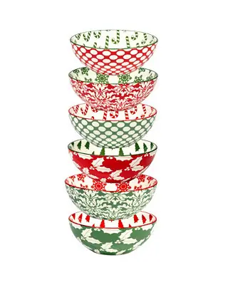 Winter Medley 30 oz All Purpose Bowls Set of 6, Service for 6 Reduced Price