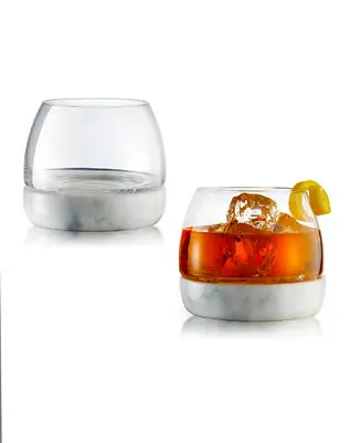 Same Day Shipping Marble Whisky Glasses, Set of 2, 11 Oz