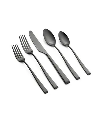 Popular Marlise Black Satin 20 Piece 18/10 Stainless Steel Flatware Set, Service for 4