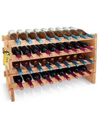 Stackable Wine Storage Rack - Wine Rack with 36 Bottle Slots, 4-Tier Modular Wine Display Shelves Top Rated