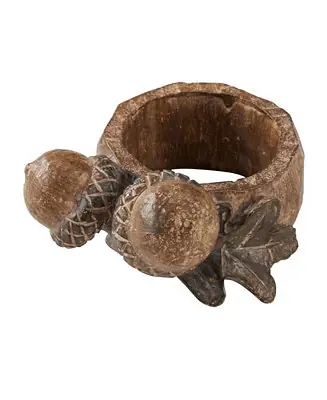 Rustic Napkin Ring with Acorn Design, Set of 4 Genuine