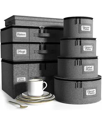8 Piece Hard Shell Dinnerware Storage Cases - for Dinnerware, Mugs, Cups Today Only