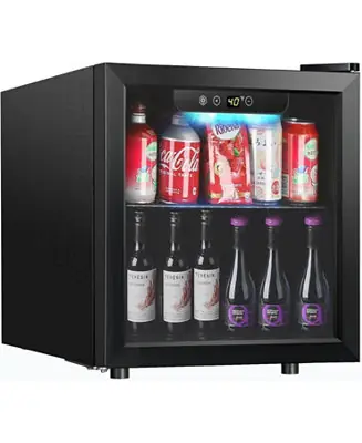 Price Cut Beverage Fridge 48 Can Capacity, Digital Temp Control, LED Light, Reversible Door, 1.3 Cu.Ft, for Home, Office, Bar