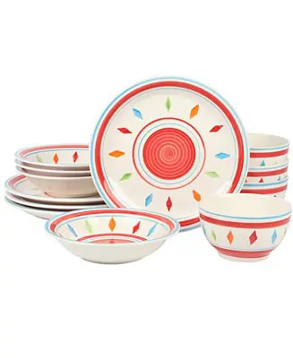 Authentic Home Heidy 12 Piece Hand Painted Dinnerware Sets, Service for 4
