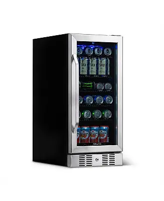 15" Built-in 96 Can Beverage Fridge in Stainless Steel with Precision Temperature Controls and Adjustable Shelves Free Shipping